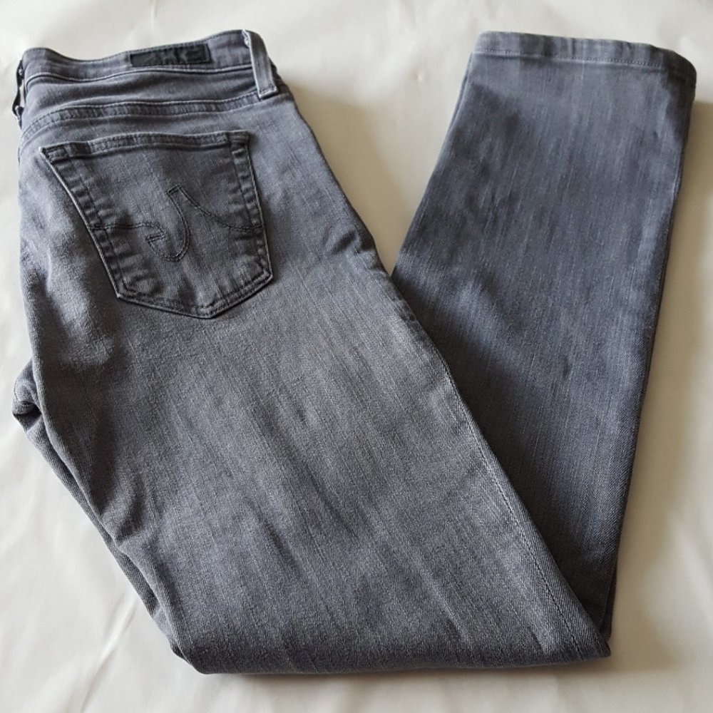 AG Gray Wash Low Rise The Stevie Slim Straight Jeans